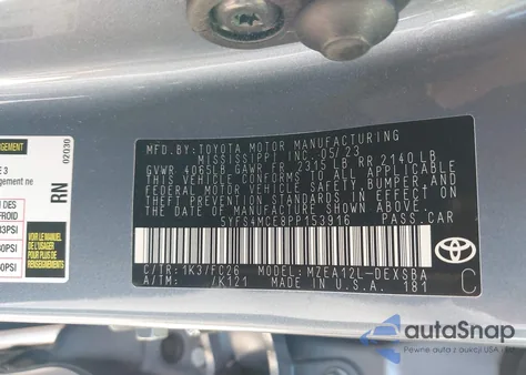 2023 Toyota Corolla Se из США, поврежденный, VIN 5YFS4MCE8PP153916